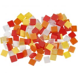 Minimosaik, stl. 5x5 mm, tjocklek 2 mm, röd/orange harmoni, 25 g/ 1 förp. [HOB-51924]