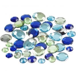 Rhinestones, Runda, stl. 6+9+12 mm, blå/grön harmoni, 360 st./ 1 förp. [HOB-52183]