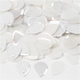 Paljetter, droppe, stl. 14x19 mm, vit, 50 g/ 1 förp. [HOB-522041]