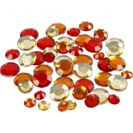 Rhinestones, Runda, stl. 6+9+12 mm, röd harmoni , 360 st./ 1 förp. [HOB-52243]