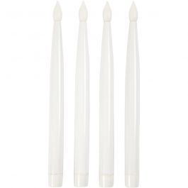 LED stearinljus, H: 27,5 cm, Dia. 2 cm, vit, 4 st./ 1 förp. [HOB-52351]
