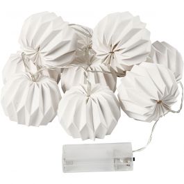 LED ljusslinga med lampskärmar, rund, H: 55 mm, L: 100 cm, Dia. 75 mm, vit, 1 st. [HOB-52357]