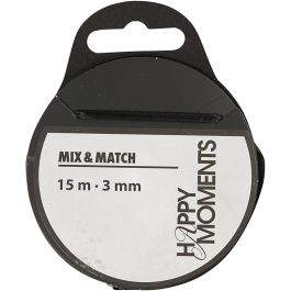 Satinband, B: 3 mm, svart, 15 m/ 1 rl. [HOB-524502]