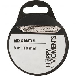 Satinband med tryck, B: 10 mm, sand, 8 m/ 1 rl. [HOB-524606]