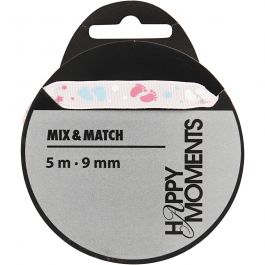 Dekorationsband, B: 9 mm, rosa, 5 m/ 1 rl. [HOB-525017]