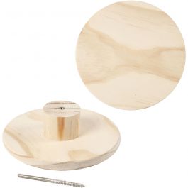 Träknopp, rund, D: 4,5 cm, Dia. 15 cm, 1 st. [HOB-54407]