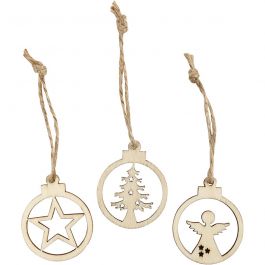 Juldekoration, Dia. 3 cm, tjocklek 2,7 mm, 24 st./ 1 förp. [HOB-54464]