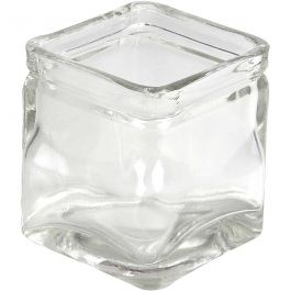 Fyrkantiga värmeljushållare, H: 8 cm, stl. 7,5x7,5 cm, 12 st./ 1 förp. [HOB-55814]