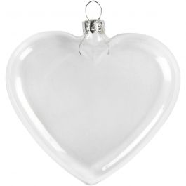 Glashjärta, H: 9 cm, B: 7.8 cm, tjocklek 2,1 cm, 6 st./ 1 förp. [HOB-55953]