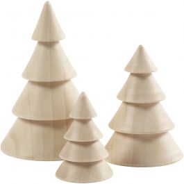 Julgranar, H: 5+7,5+10 cm, Dia. 3,5+5,4+6,7 cm, 3 st./ 1 förp. [HOB-56238]
