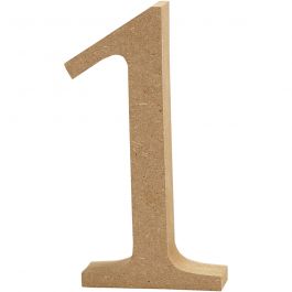 Träsiffra, 1, H: 8 cm, tjocklek 1,5 cm, 1 st. [HOB-56392]