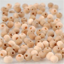 Träpärlor, Dia. 5 mm, Hålstl. 1,5 mm, 100 st./ 1 förp. [HOB-566600]