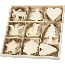 Trädekorationer, Jul, stl. 7-8 cm, 72 st./ 1 förp. [HOB-56742]