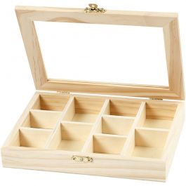 Ask med glaslock, stl. 15,5x20,5x3,5 cm, Hålstl. 4,3x6,6 cm, 1 st. [HOB-56930]