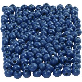 Träpärlor, Dia. 5 mm, Hålstl. 1,5 mm, blå, 6 g/ 1 förp. [HOB-570398]