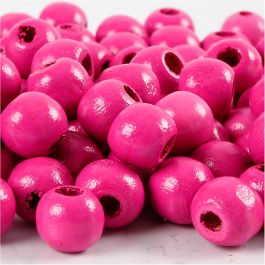 Träpärlor, rosa, Dia. 12 mm, Hålstl. 3 mm, 22 g/ 1 förp., 40 st. [HOB-570416]
