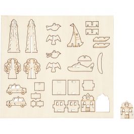 Sätt-ihop-själv träfigurer, vardag, L: 15,5 cm, B: 17 cm, tjocklek 3 mm, 1 förp. [HOB-57881]
