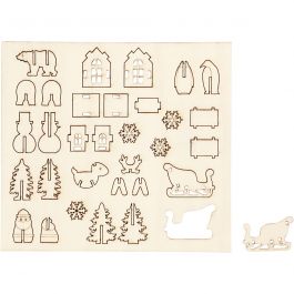Sätt-ihop-själv träfigurer, jul, L: 15,5 cm, B: 17 cm, tjocklek 3 mm, 1 förp. [HOB-57882]