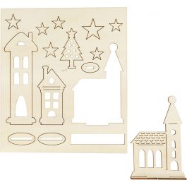 Sätt-ihop-själv träfigurer, julby, L: 20 cm, B: 17 cm, 1 förp. [HOB-57887]