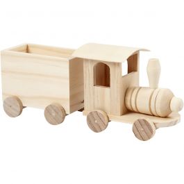 Tåg med vagn, H: 9,5 cm, L: 21,5 cm, B: 6,5 cm, 1 st. [HOB-57977]