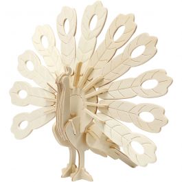 3D konstruktionsfigur, påfågel, stl. 10x20,5x17,5 cm, 1 st. [HOB-580501]