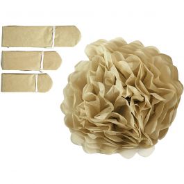 Papperspompomer, Dia. 20+24+30 cm, 16 g, guld, 3st./ 1 förp. [HOB-590029]