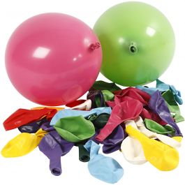 Ballonger, Runda, Dia. 23 cm, mixade färger, 100 st./ 1 förp. [HOB-59107]