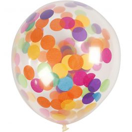 Ballonger med konfetti, runda, Dia. 23 cm, transparent, 4 st./ 1 förp. [HOB-59174]