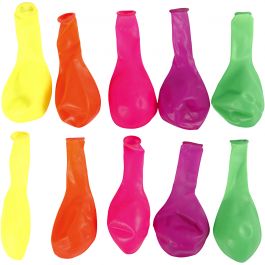 Ballonger, runda, Dia. 23 cm, neonfärger, 10 st./ 1 förp. [HOB-59175]