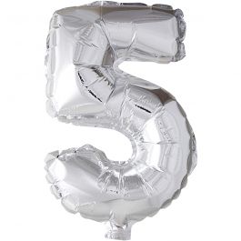 Folieballong, 5, H: 41 cm, silver, 1 st. [HOB-59189]