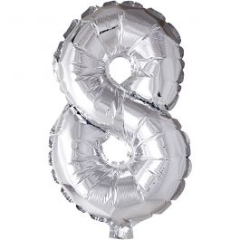 Folieballong, 8, H: 41 cm, silver, 1 st. [HOB-59192]