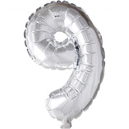 Folieballong, 9, H: 41 cm, silver, 1 st. [HOB-59193]