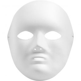 Helmask av papp, H: 22 cm, B: 17 cm, vit, 1 st. [HOB-592530]