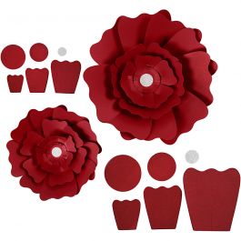 Pappersblommor, Dia. 15+25 cm, 230 g, röd, 2 st./ 1 förp. [HOB-599903]