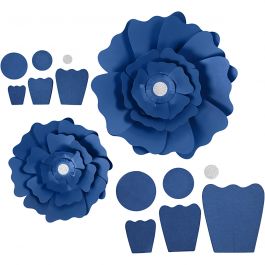 Pappersblommor, Dia. 15+25 cm, 230 g, blå, 2 st./ 1 förp. [HOB-599904]