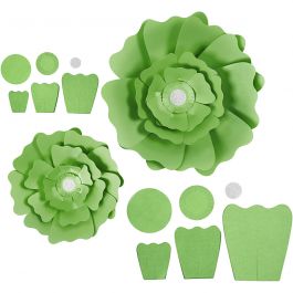 Pappersblommor, Dia. 15+25 cm, 230 g, grön, 2 st./ 1 förp. [HOB-599907]