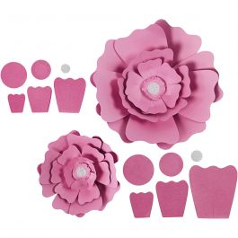 Pappersblommor, Dia. 15+25 cm, 230 g, ljusröd, 2 st./ 1 förp. [HOB-599909]