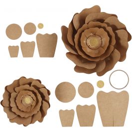 Pappersblommor, Dia. 15+25 cm, natur, 2 st./ 1 förp. [HOB-599916]