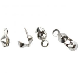 Knuttäckare med ögla, L: 8 mm, Dia. 3 mm, försilvrad, 100 st./ 1 förp. [HOB-60170]