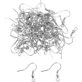 Öronkrokar, L: 18 mm, försilvrad, 100 st./ 1 förp. [HOB-603021]