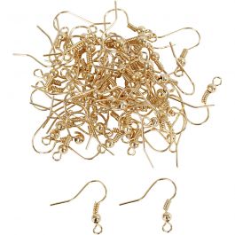 Öronkrokar, L: 18 mm, förgylld, 100 st./ 1 förp. [HOB-603041]