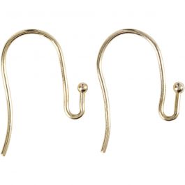 Öronkrokar, L: 21 mm, tjocklek 0,7 mm, förgylld, 6 st./ 1 förp. [HOB-60309]