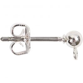 Öronstickare, L: 13 mm, Dia. 3,8 mm, Hålstl. 0,8 mm, försilvrad, 10 st./ 1 förp. [HOB-603100]