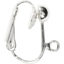 Öronclips, L: 16,5 mm, B: 1,5 mm, Hålstl. 1,6 mm, försilvrad, 40 st./ 1 förp. [HOB-60317]