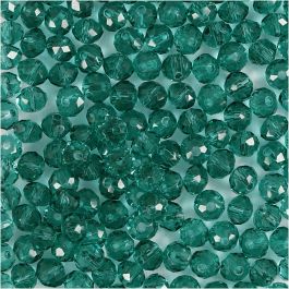 Facettpärlor, Dia. 4 mm, Hålstl. 1 mm, grön, 45 st./ 1 förp. [HOB-60978]