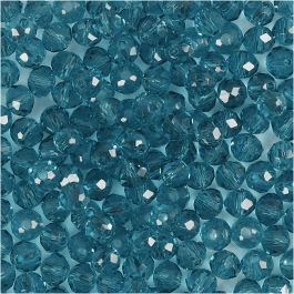 Facettpärlor, Dia. 4 mm, Hålstl. 1 mm, turkos, 45 st./ 1 förp. [HOB-60979]