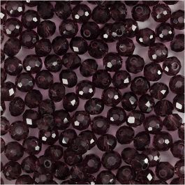 Facettpärlor, Dia. 4 mm, Hålstl. 1 mm, lila, 45 st./ 1 förp. [HOB-60980]