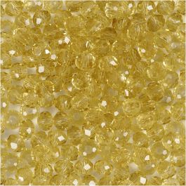 Facettpärlor, Dia. 4 mm, Hålstl. 1 mm, gul, 45 st./ 1 förp. [HOB-60981]