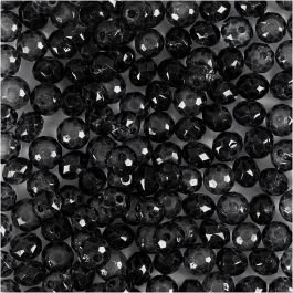 Facettpärlor, Dia. 4 mm, Hålstl. 1 mm, grå, 45 st./ 1 förp. [HOB-60983]