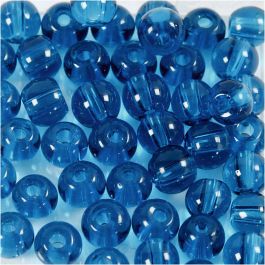 Glaspärlor, Dia. 4 mm, Hålstl. 1 mm, turkos, 45 st./ 1 förp. [HOB-60989]